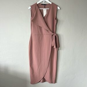 Boohoo Zoey Wrap Oversized Lapel Midi Dress